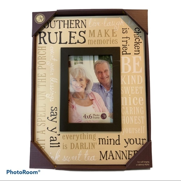 Photo Frame Southern Rules Phrases Farmhouse Country Theme Table Wall Decor 4x6 - Picture 2 of 10